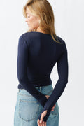 Soft touch v-neck top - Black iris
