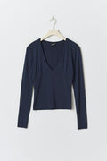 Soft touch v-neck top - Black iris