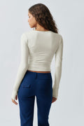 Soft touch v-neck top - Noir