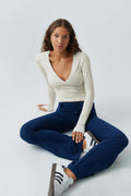 Soft touch v-neck top - Noir