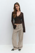 Wrap top - Grey melange