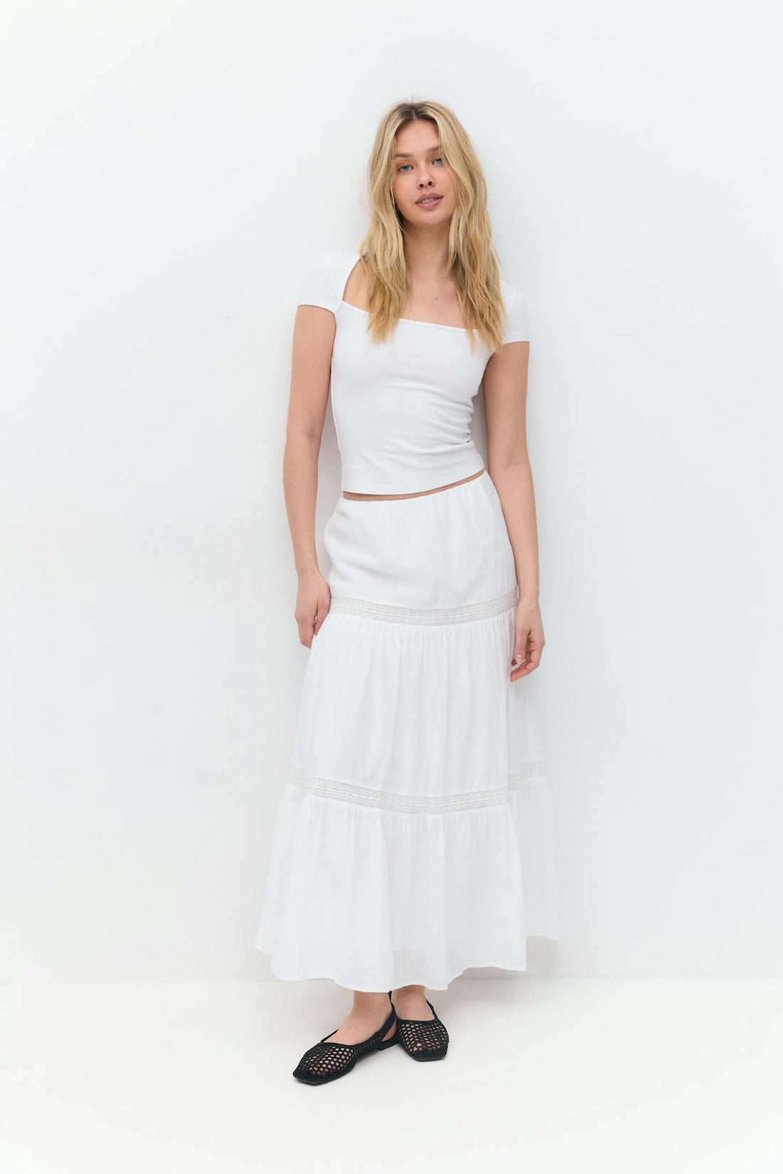 Lace maxi skirt - Blanc