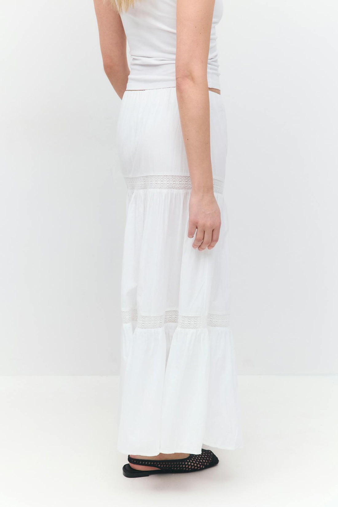 Lace maxi skirt - Blanc