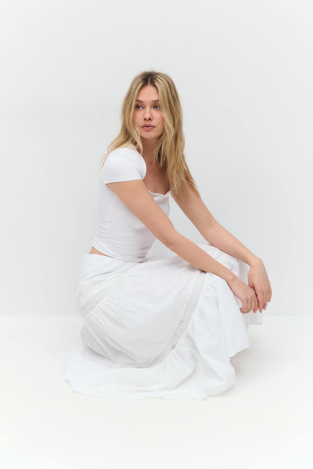 Lace maxi skirt - Blanc