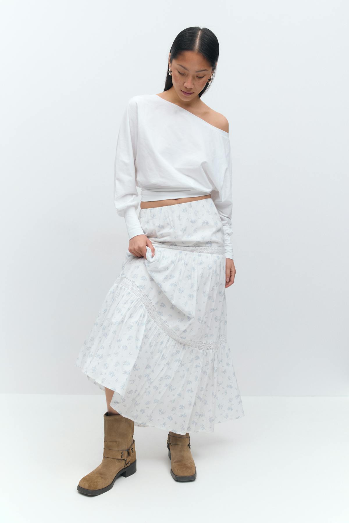 Lace maxi skirt - Blanc