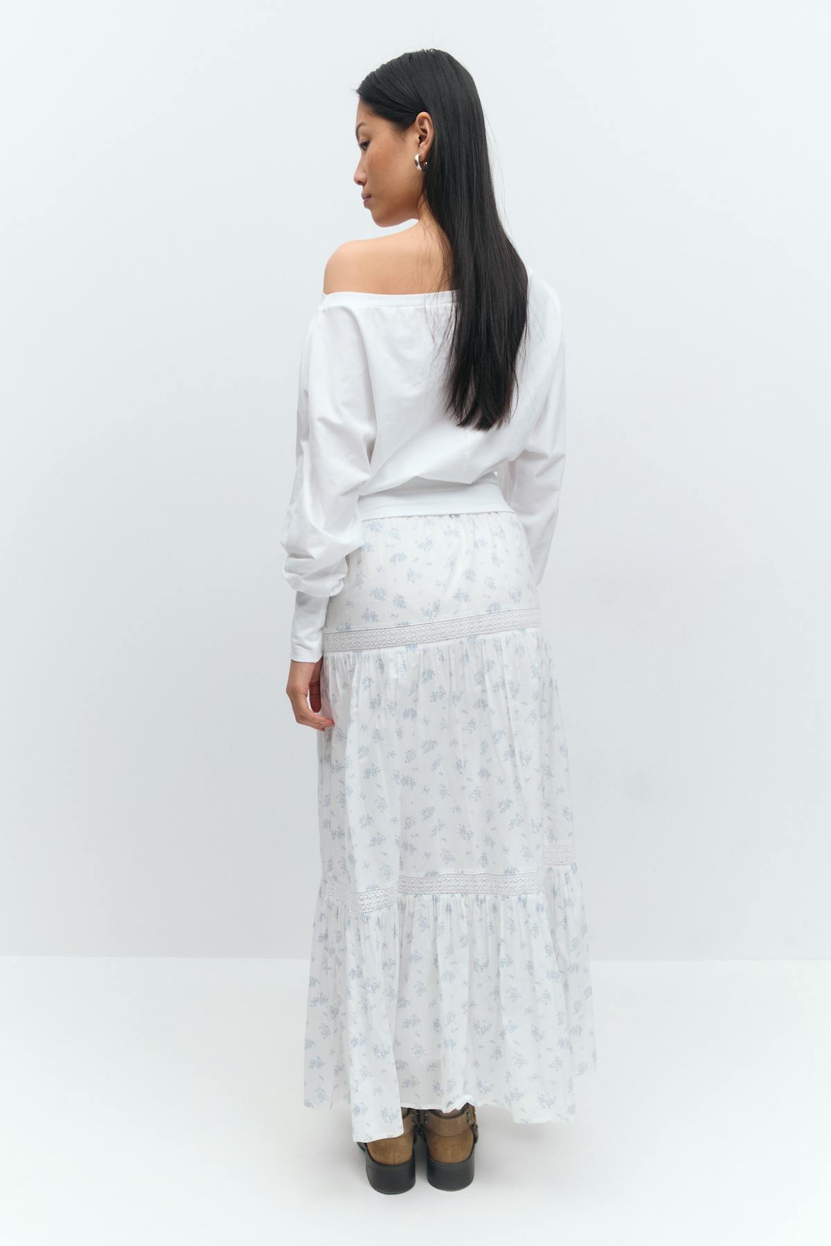 Lace maxi skirt - Flower aop
