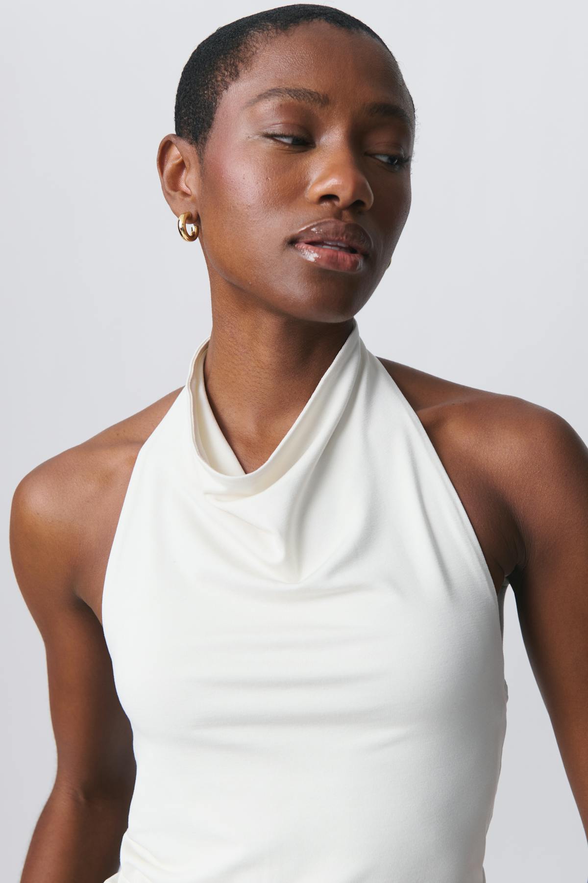 Soft touch halterneck top - Noir