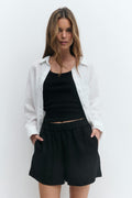 Relaxed high waist shorts - Noir