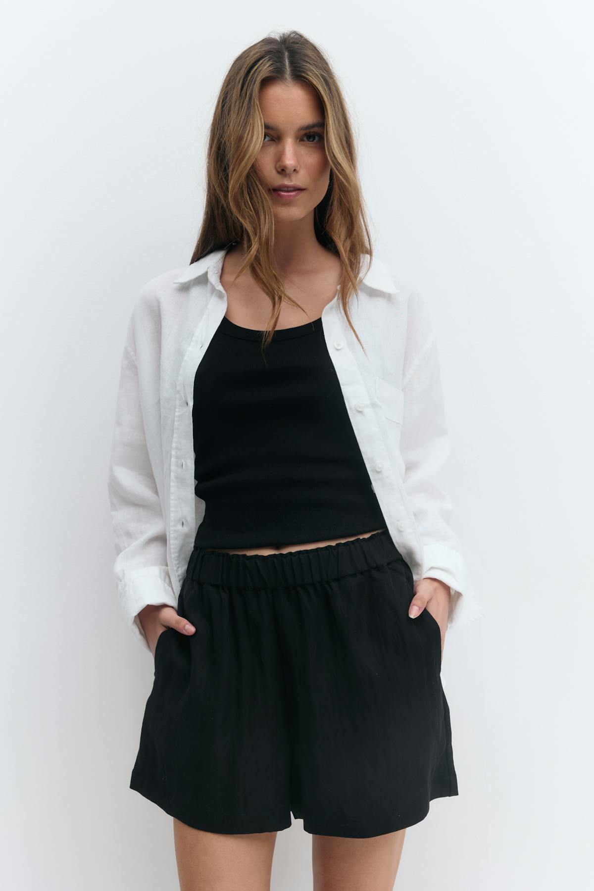 Relaxed high waist shorts - Noir