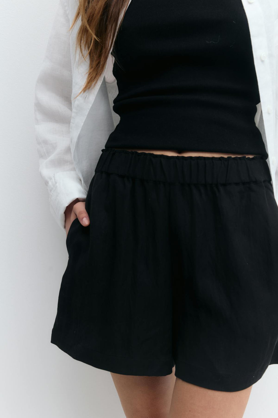 Relaxed high waist shorts - Noir