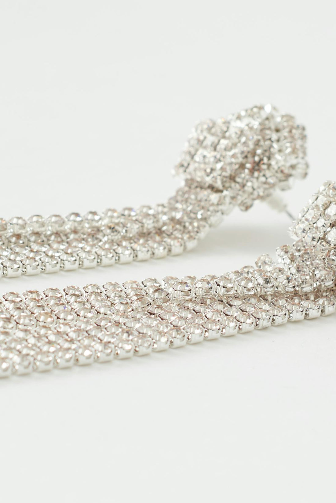 Rhinestone earrings - Shiny silver