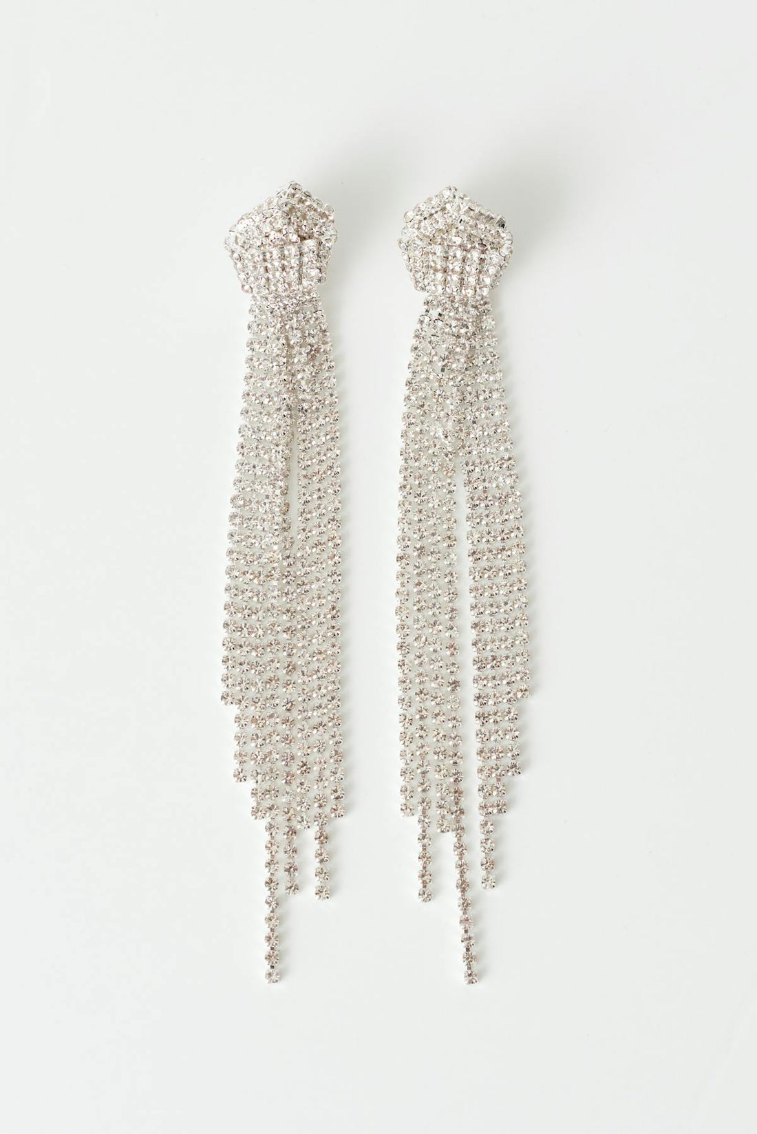 Rhinestone earrings - Shiny silver