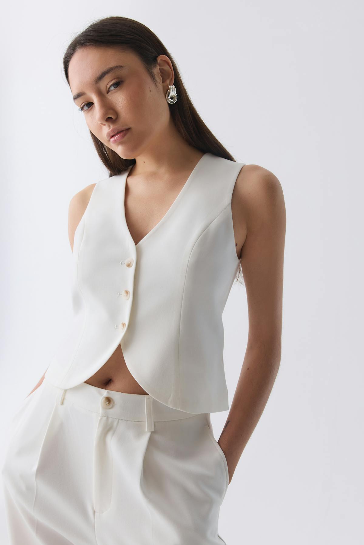 Short v-neck vest - Noir