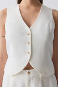 Short v-neck vest - Noir