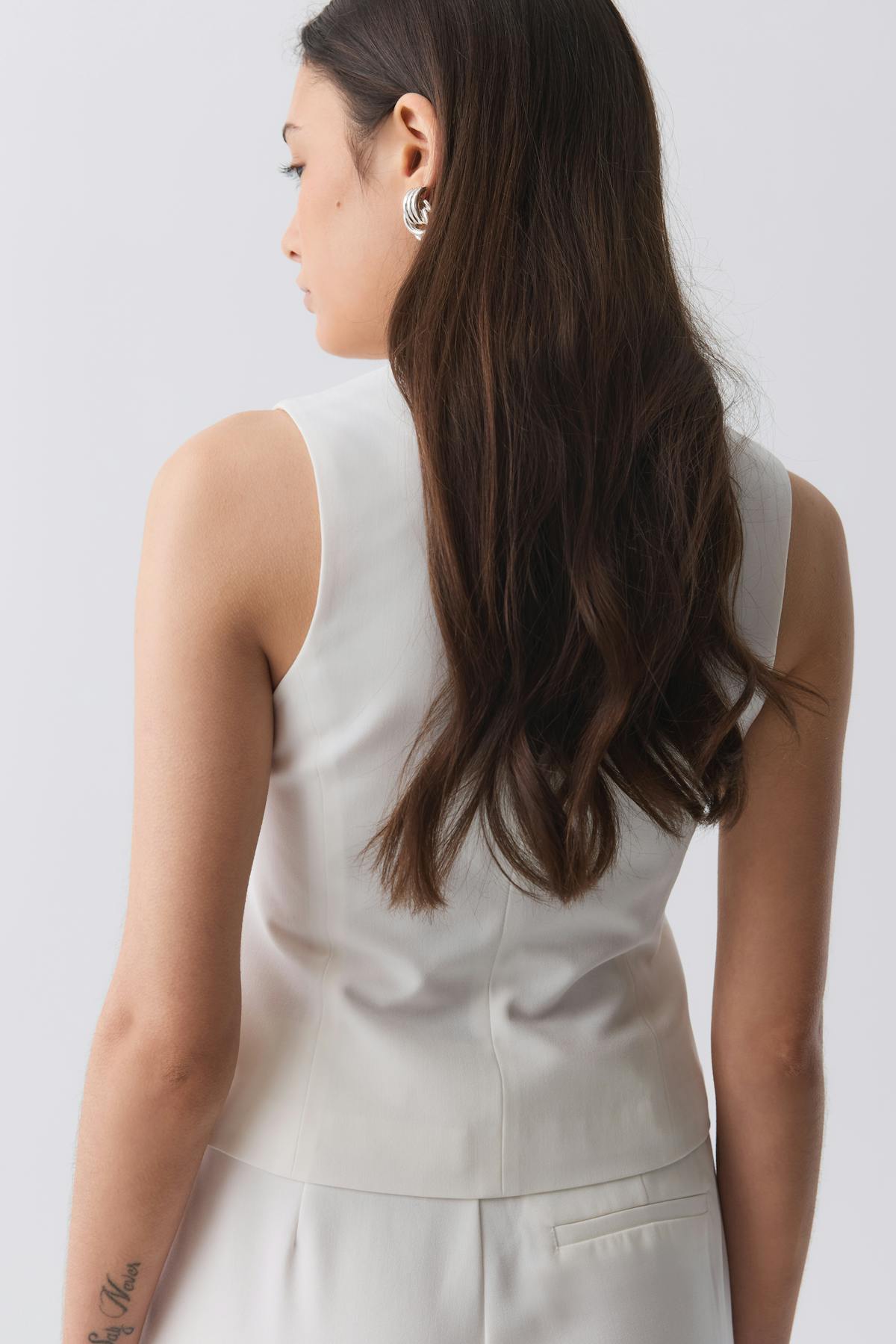 Short v-neck vest - Blanc