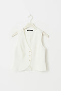 Short v-neck vest - Blanc