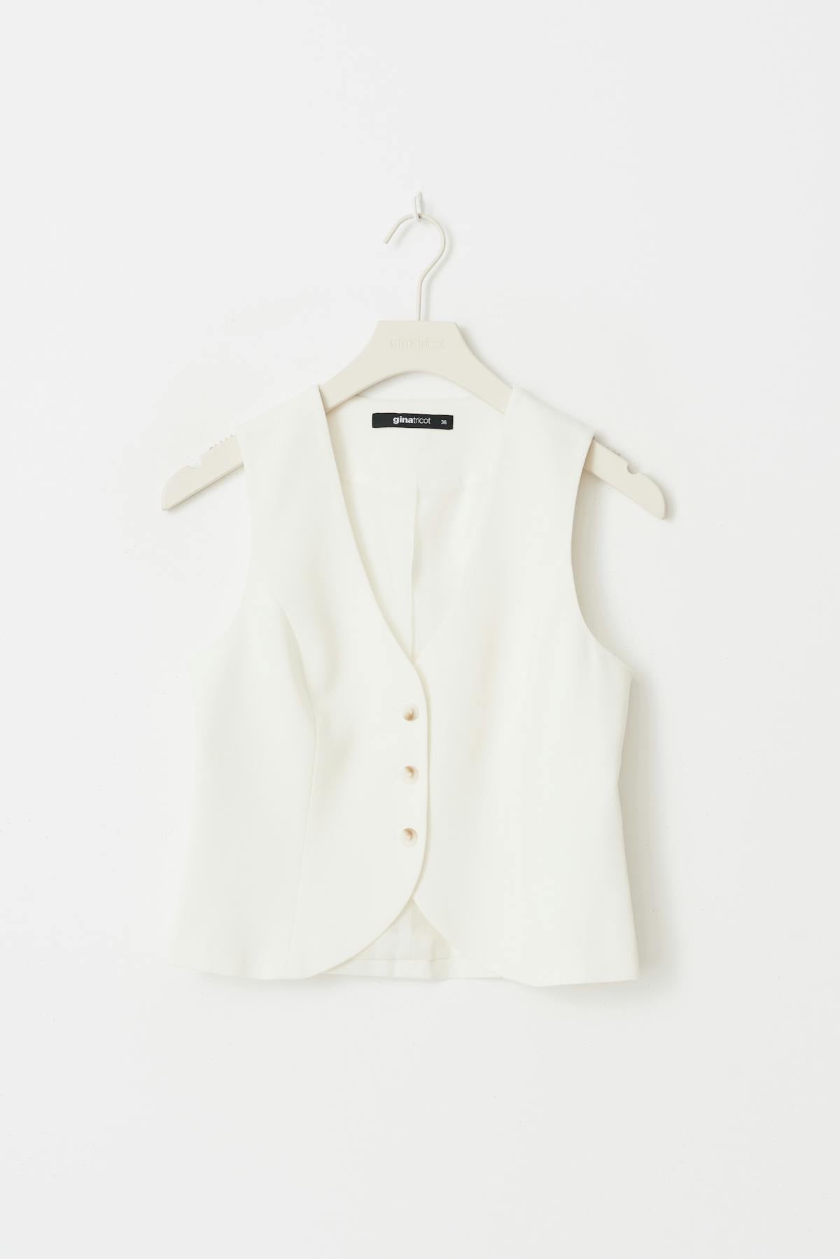 Short v-neck vest - Blanc