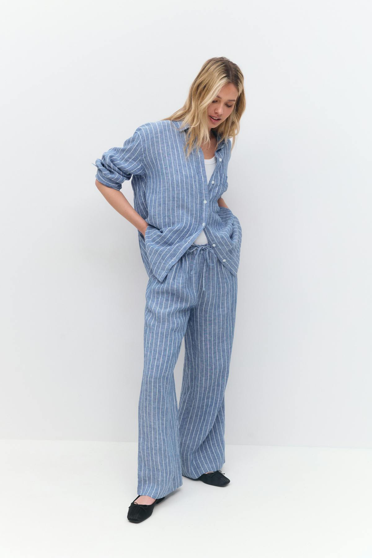 linen shirt - Noir