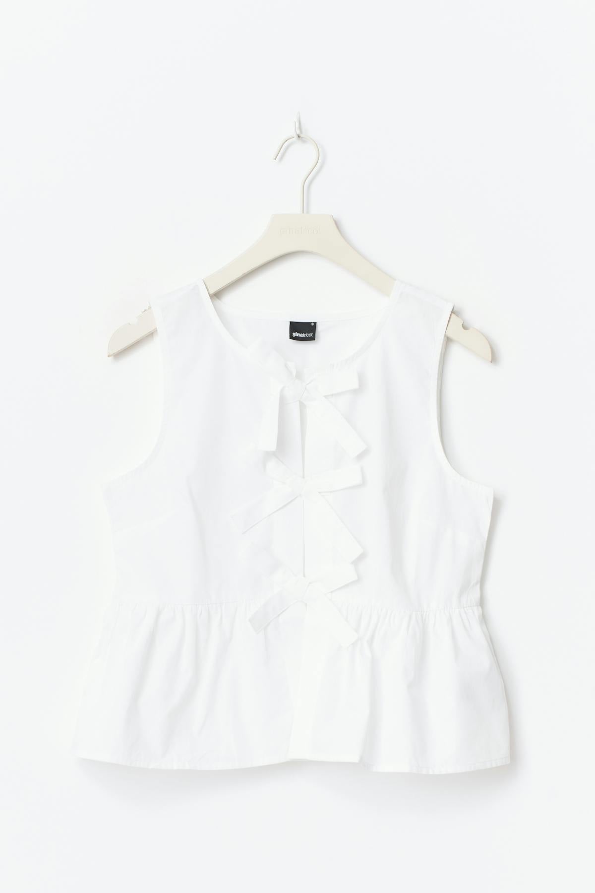 Peplum tie top - Blanc