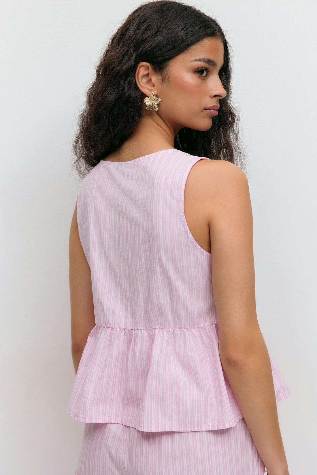 Peplum tie top - Pink stripe