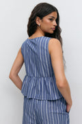 Peplum tie top - Pink stripe