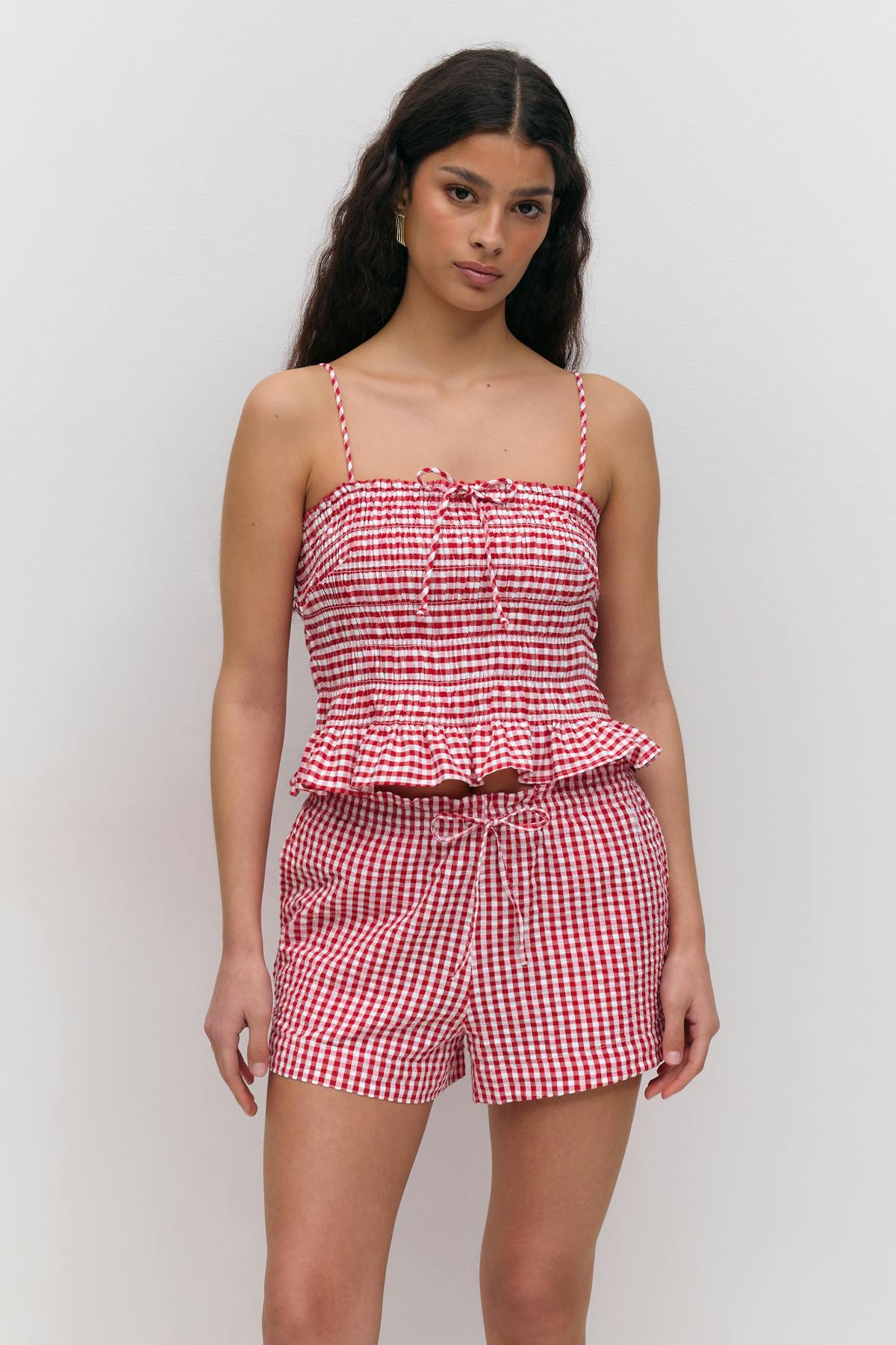 seersucker gingham shorts - Blue check