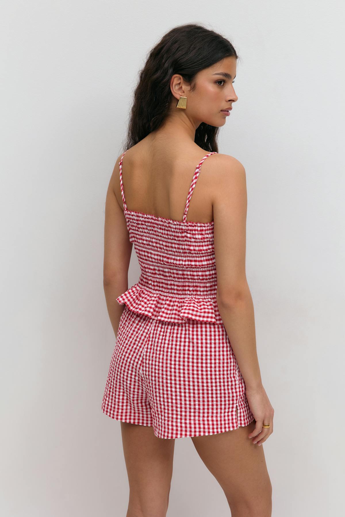 seersucker gingham shorts - Blue check