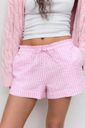 seersucker gingham shorts - Pink check
