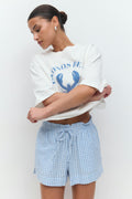 seersucker gingham shorts - Pink check