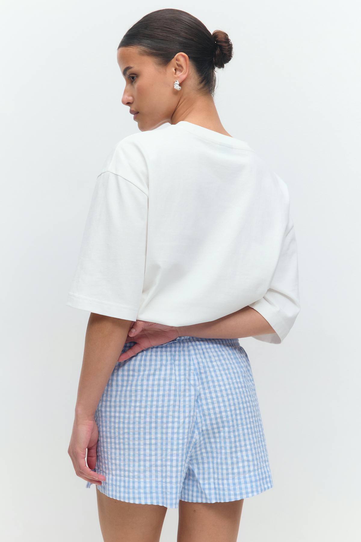 seersucker gingham shorts - Pink check