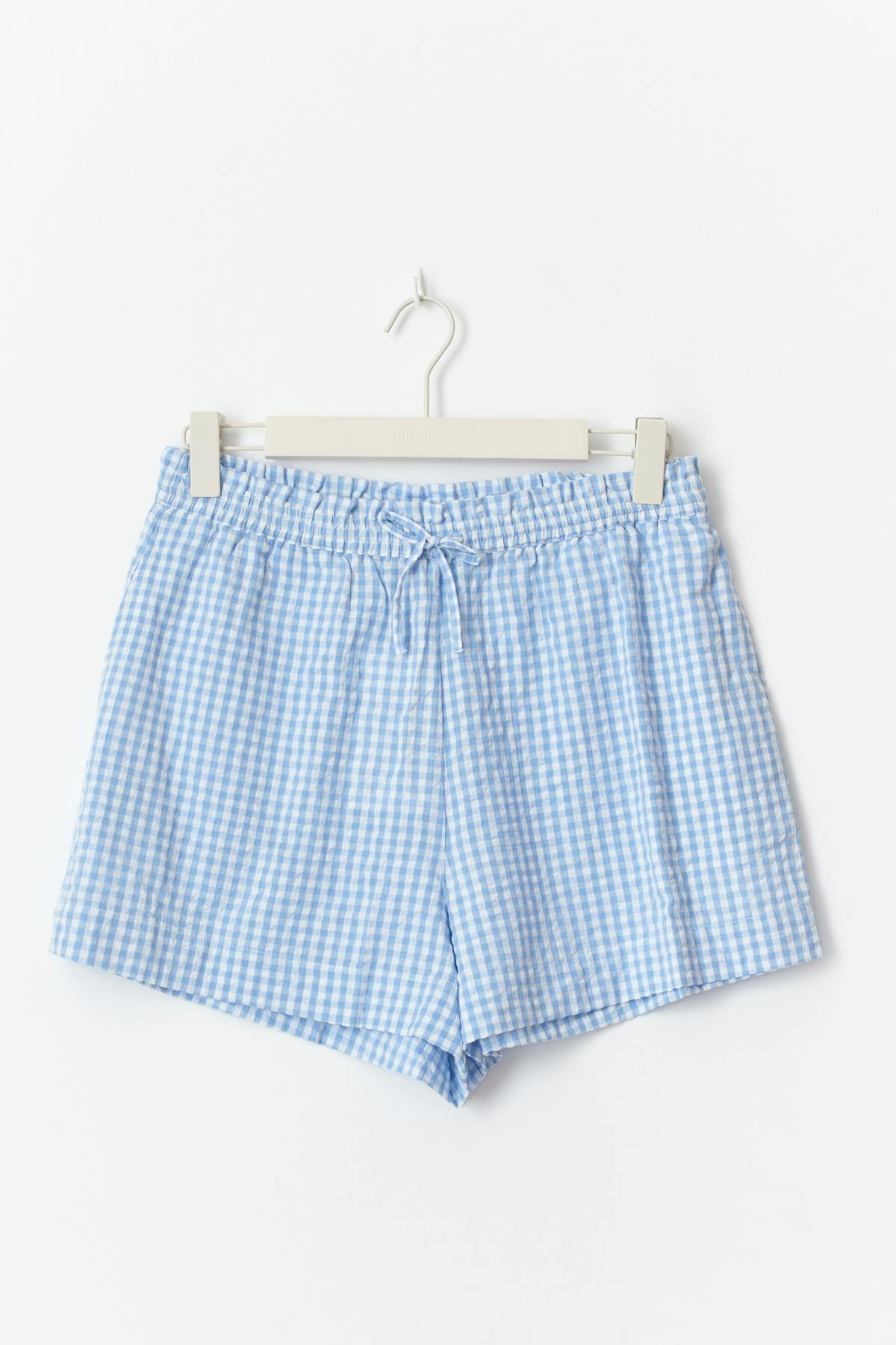 seersucker gingham shorts - Blue check