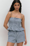 seersucker gingham shorts - Blue check