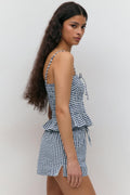 seersucker gingham shorts - Blue check