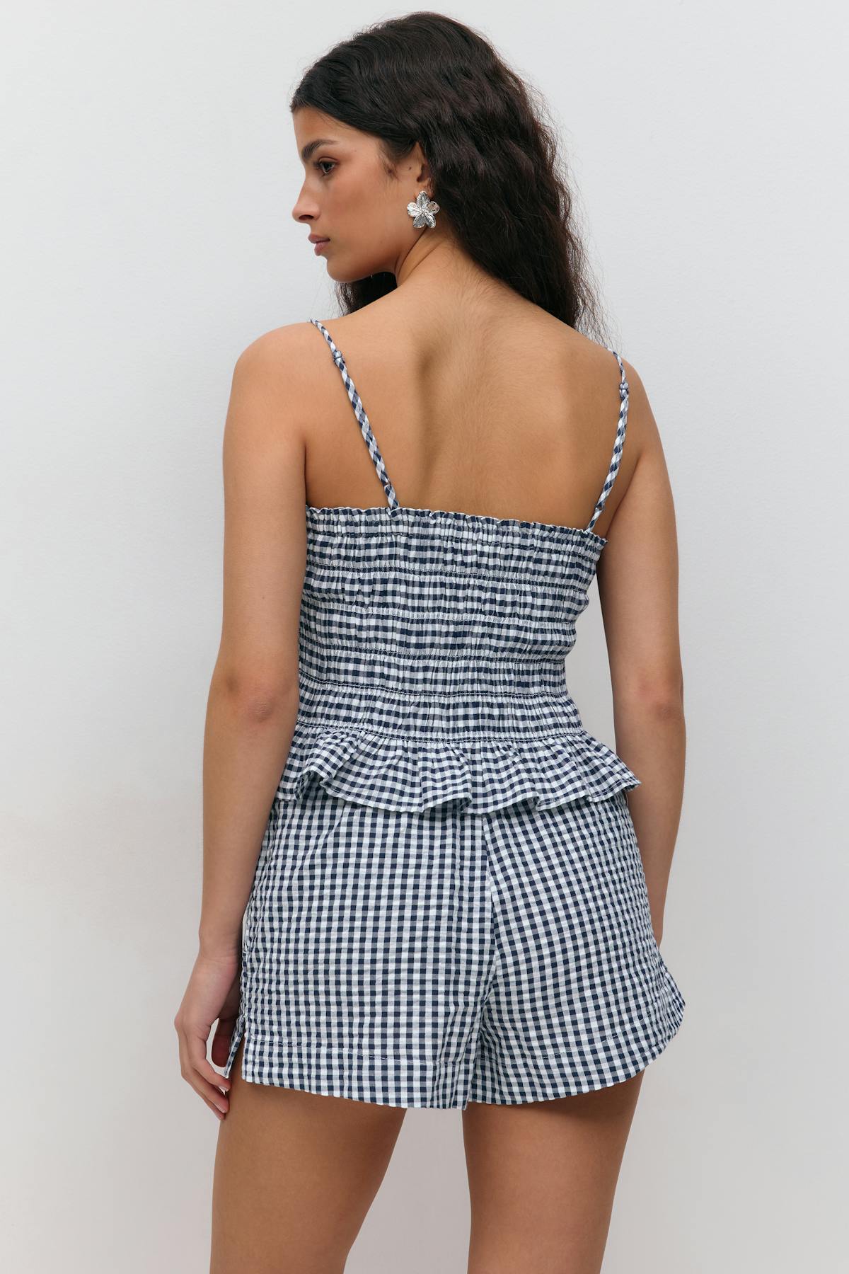 seersucker gingham shorts - Red check