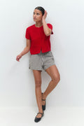 seersucker gingham shorts - Red check