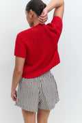 seersucker gingham shorts - Red check