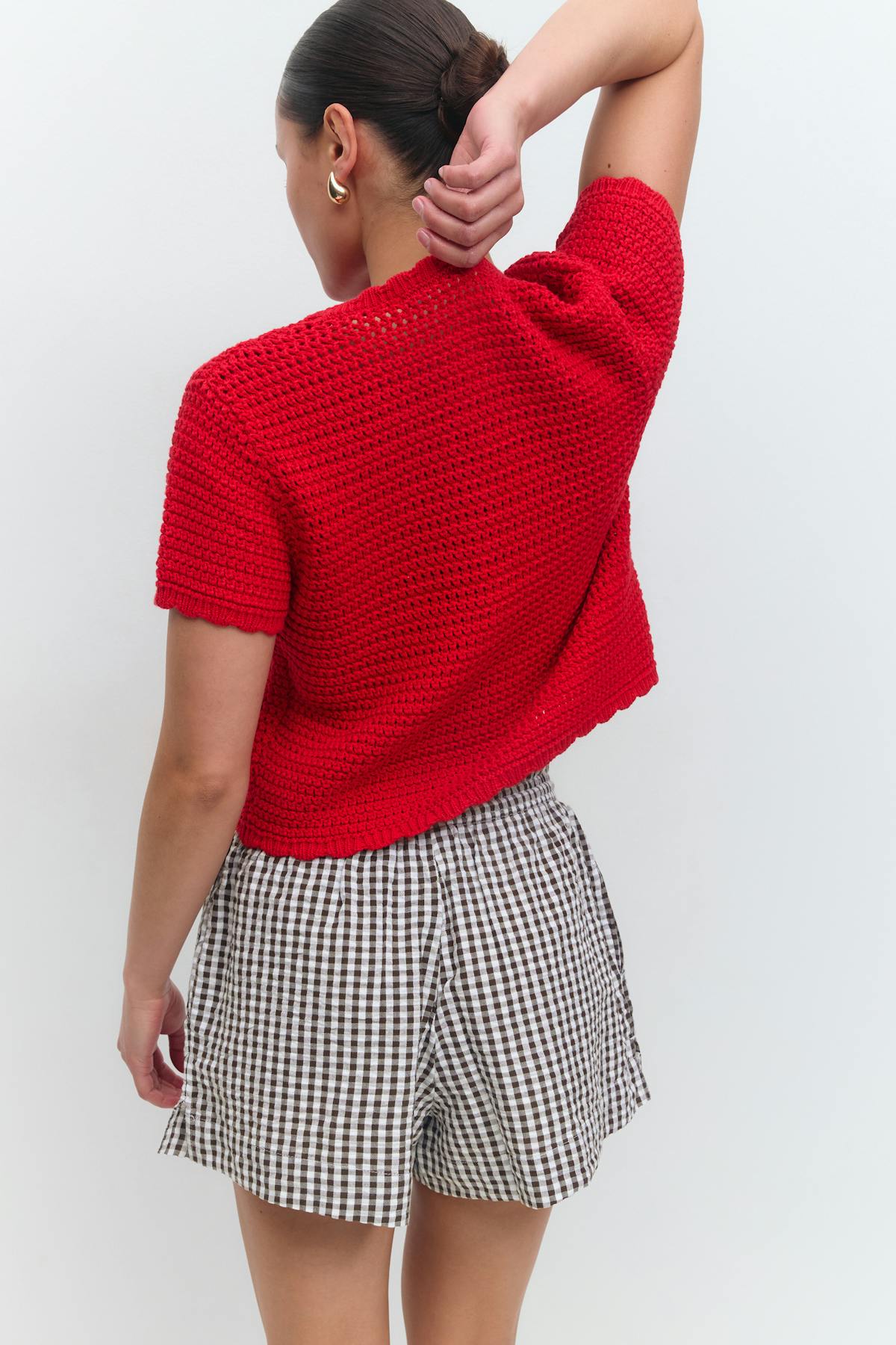 seersucker gingham shorts - Red check