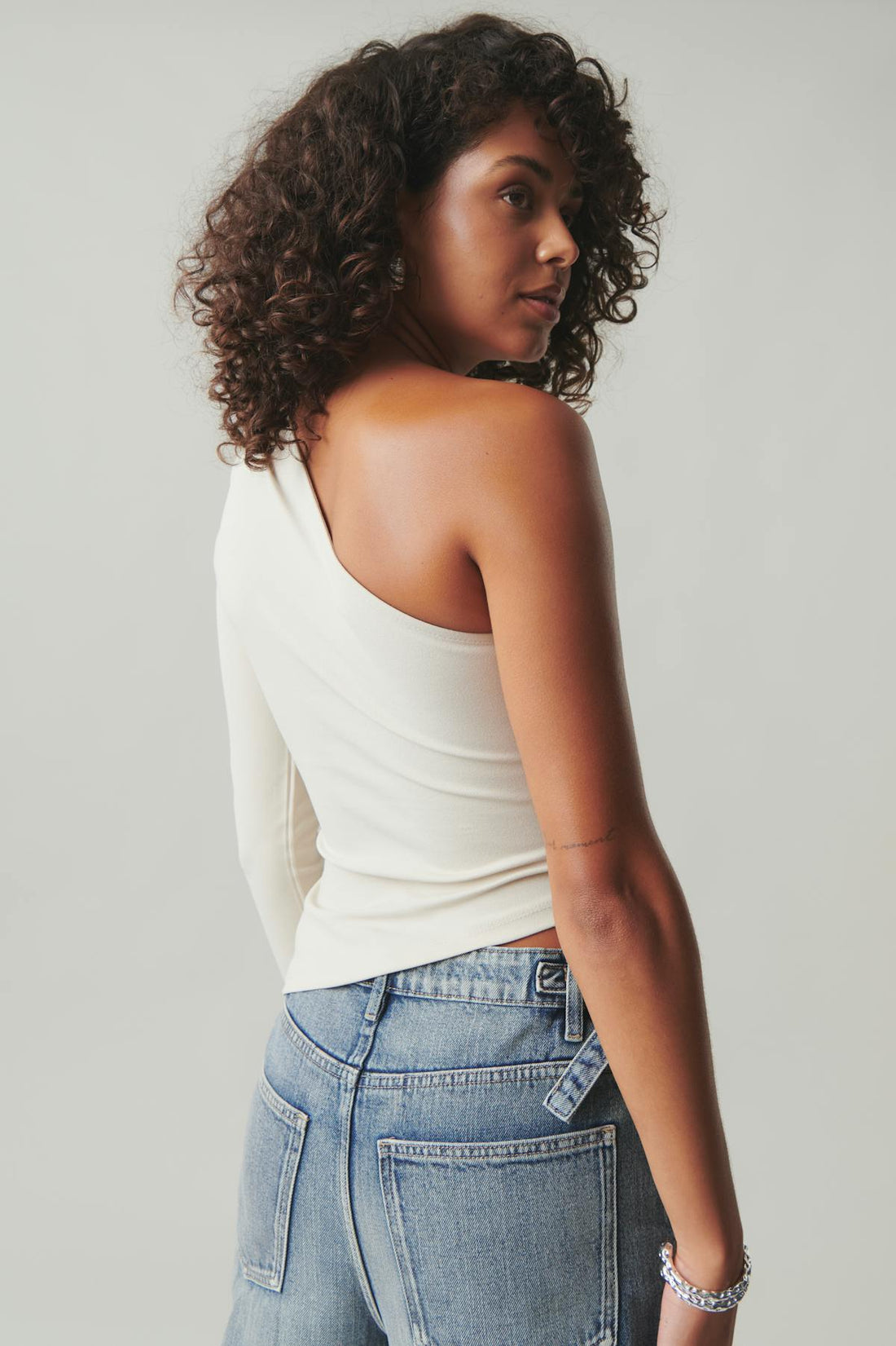 One shoulder top - Beige