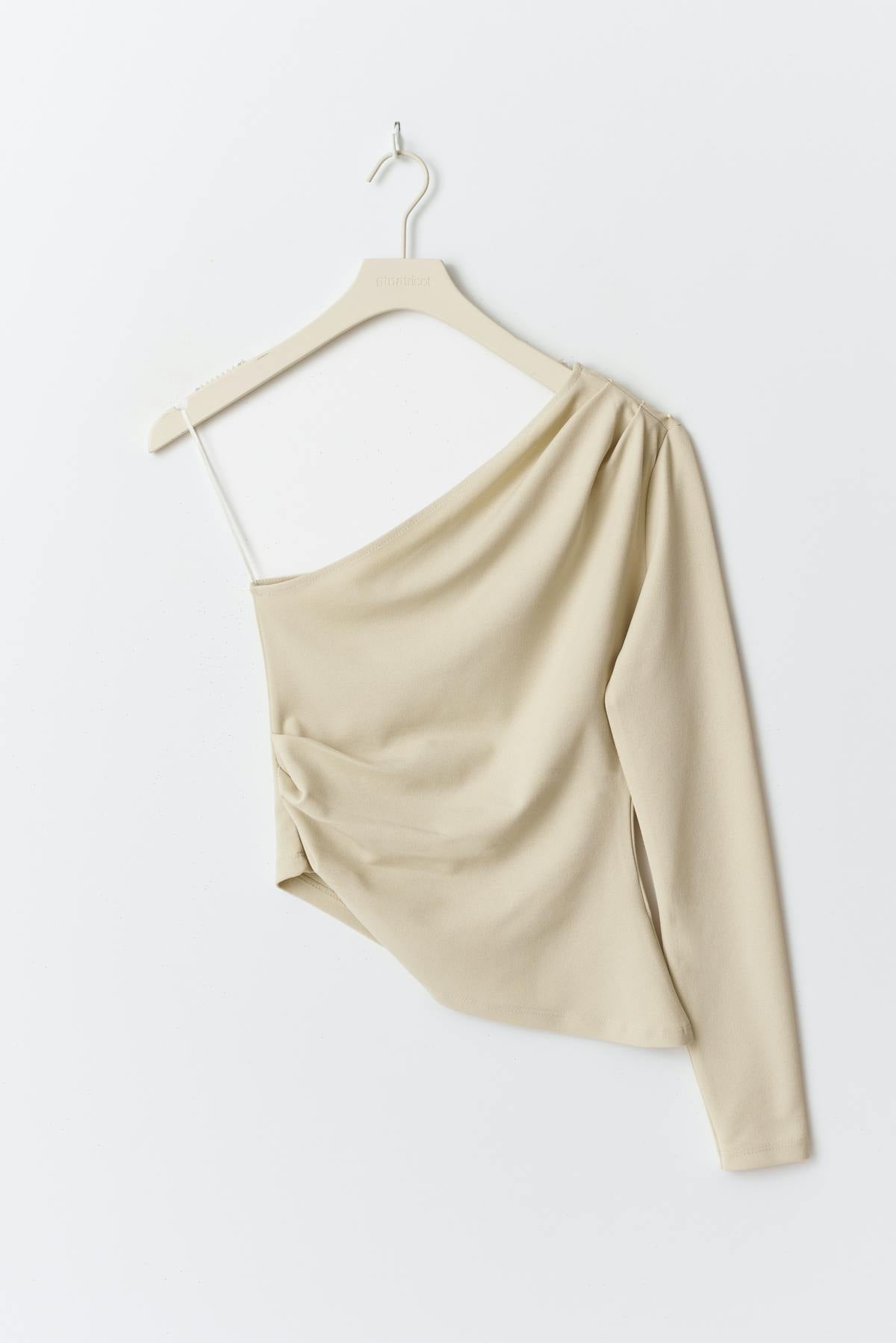 One shoulder top - Beige