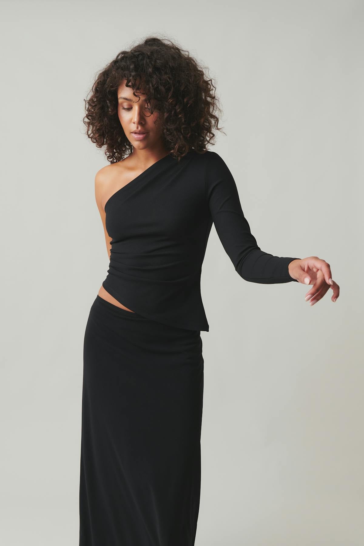 One shoulder top - Noir