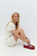 Knitted crochet t-shirt dress - Blanc cassé