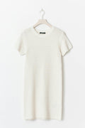 Knitted crochet t-shirt dress - Blanc cassé
