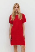 Knitted crochet t-shirt dress - Blanc cassé