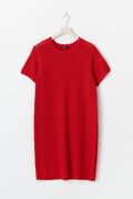 Knitted crochet t-shirt dress - High risk red