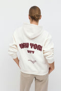 Oversized print hoodie - Bleu marine foncé