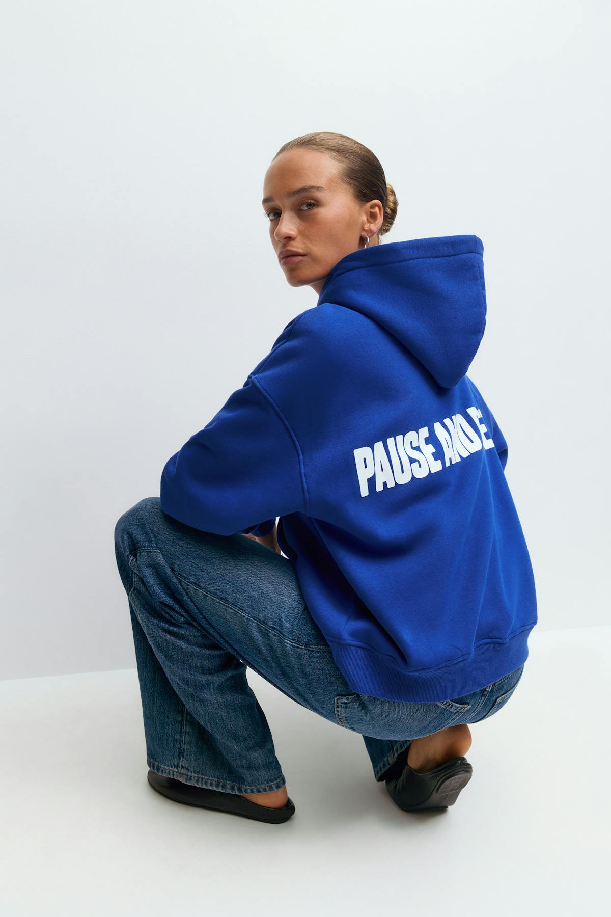 Oversized print hoodie - Falcon/coffee