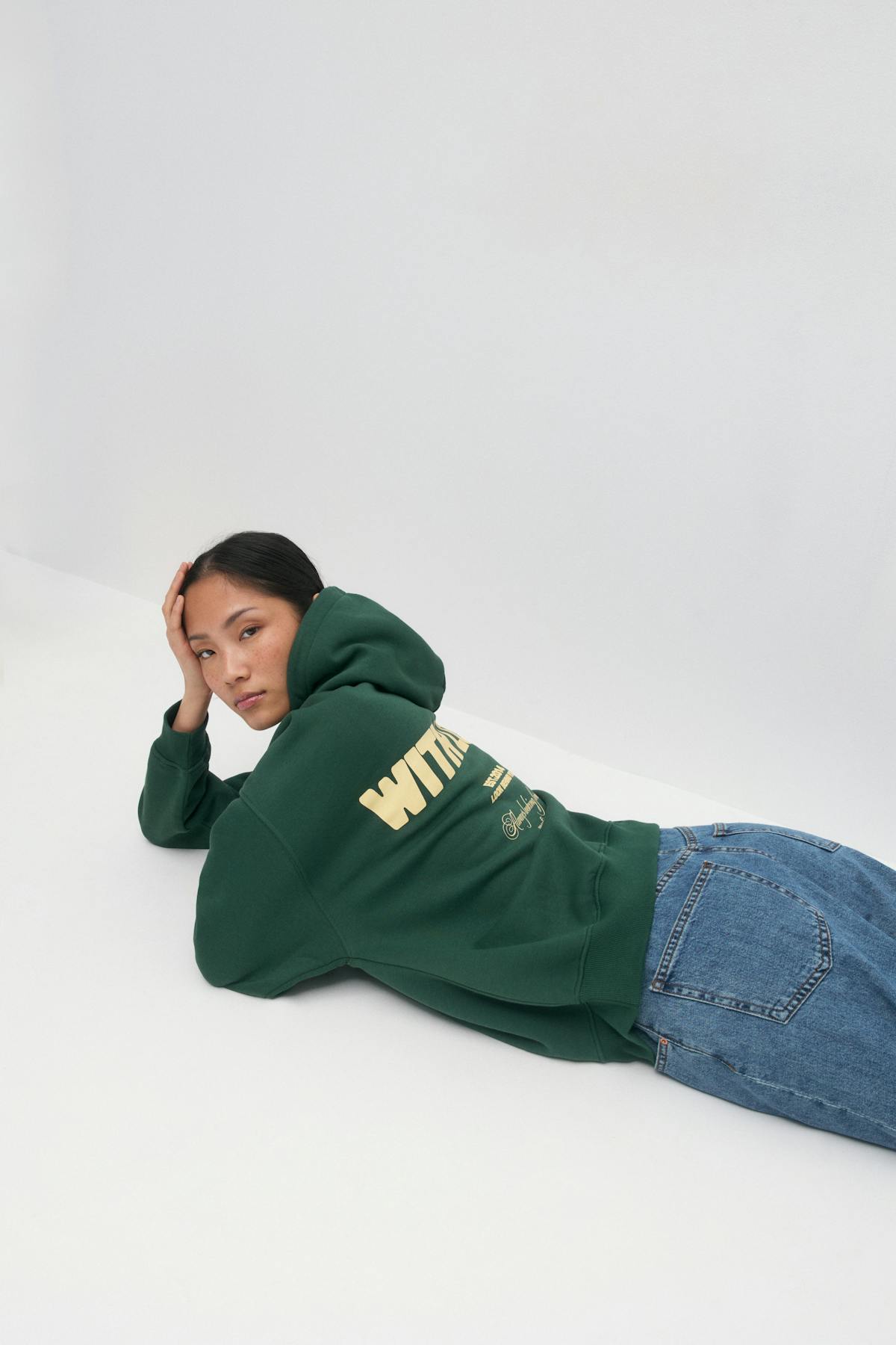 Oversized print hoodie - Gardenia
