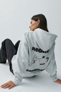 Oversized print hoodie - Coffee
