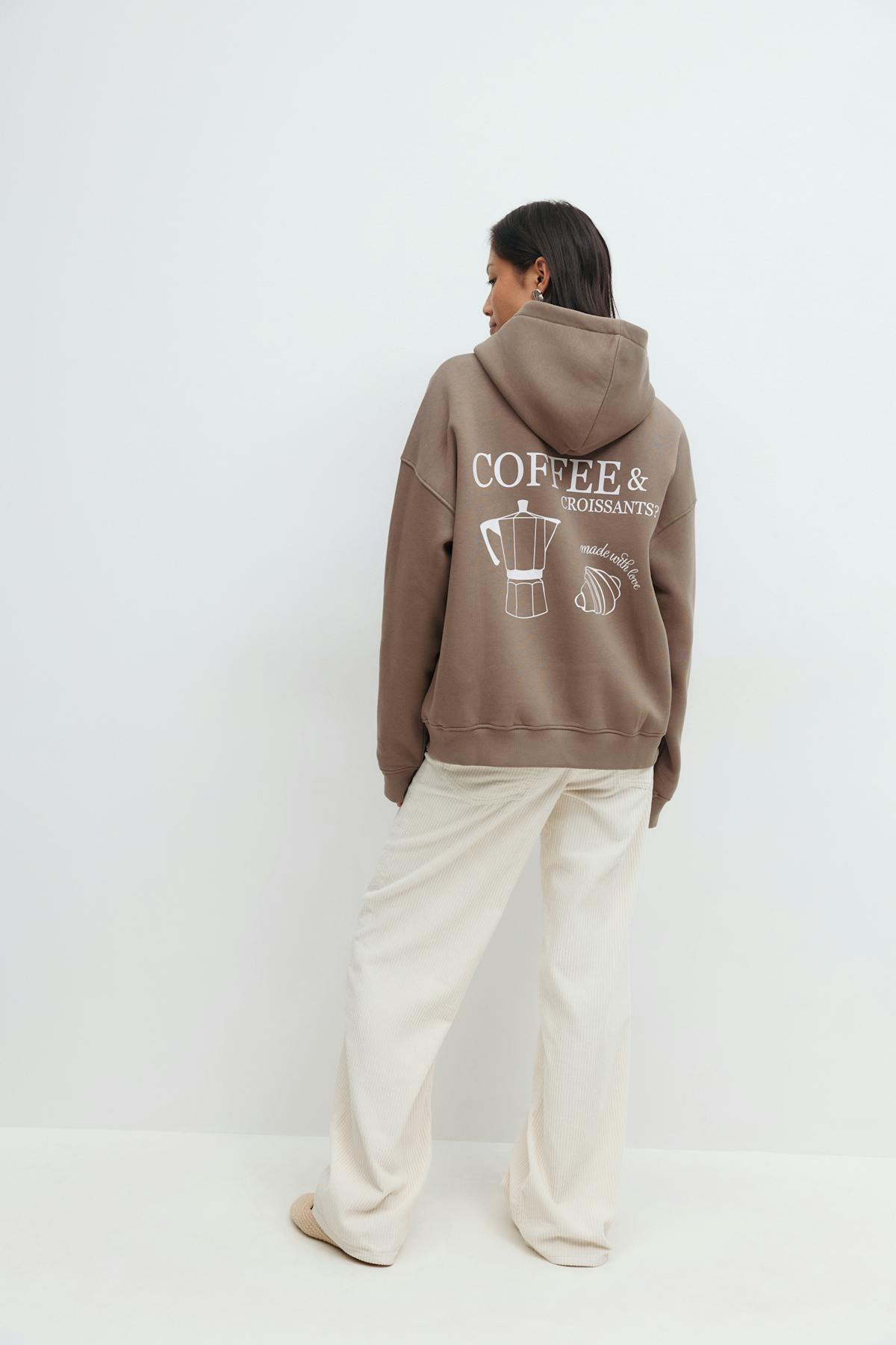 Oversized print hoodie - Lt grey/social