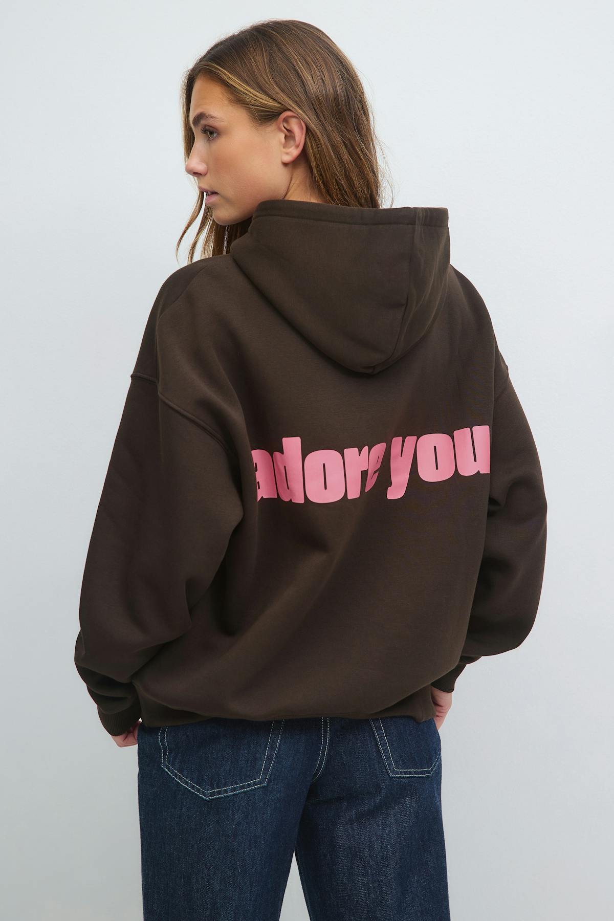 Oversized print hoodie - Tawny port/club